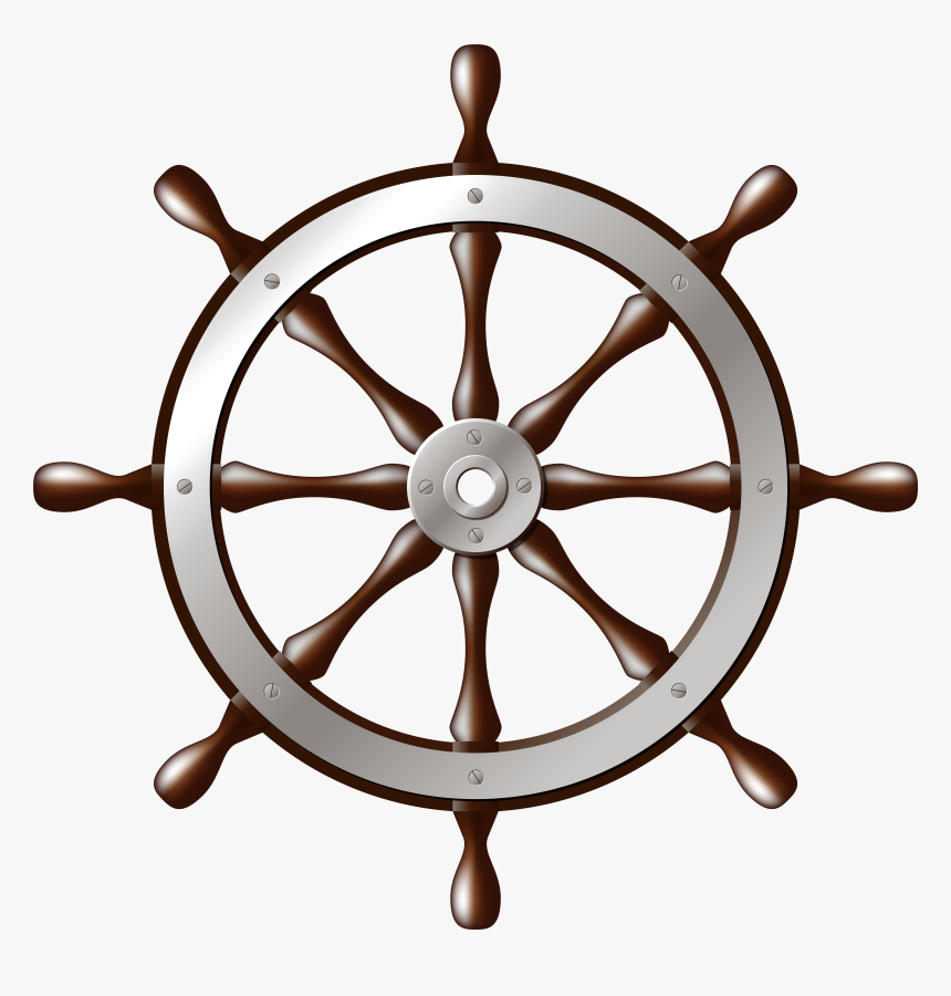 Ship Wheel Silver Png Clip Art-, Transparent Png