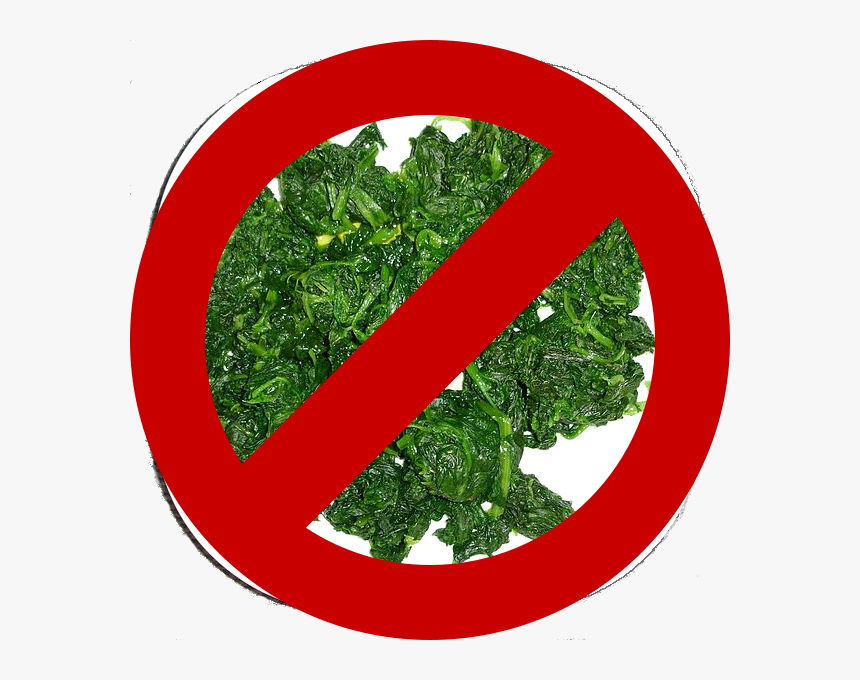 A Boiled Spinach Below A Prohibit Sign, HD Png Download
