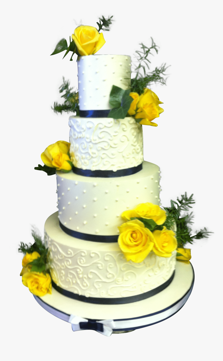 Yellow Ribbon Wedding Cake, HD Png Download