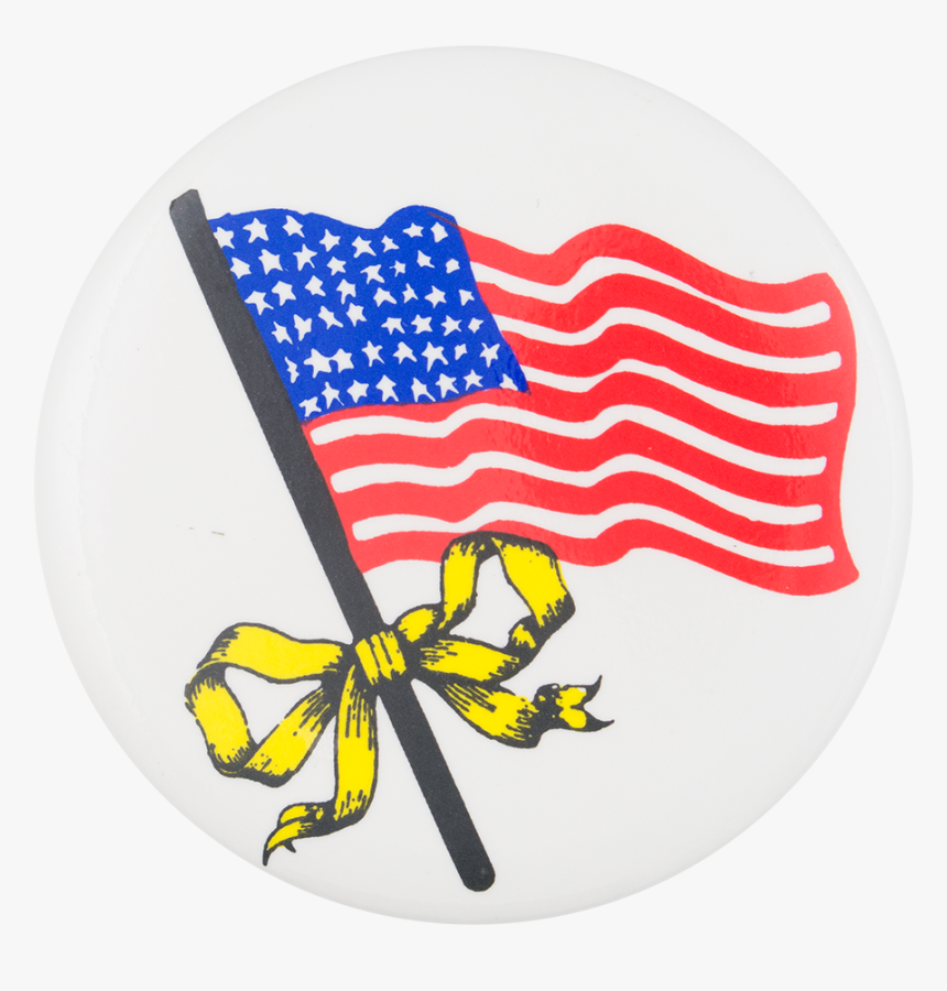 American Flag With Yellow Ribbon Cause Button Museum, HD Png Download