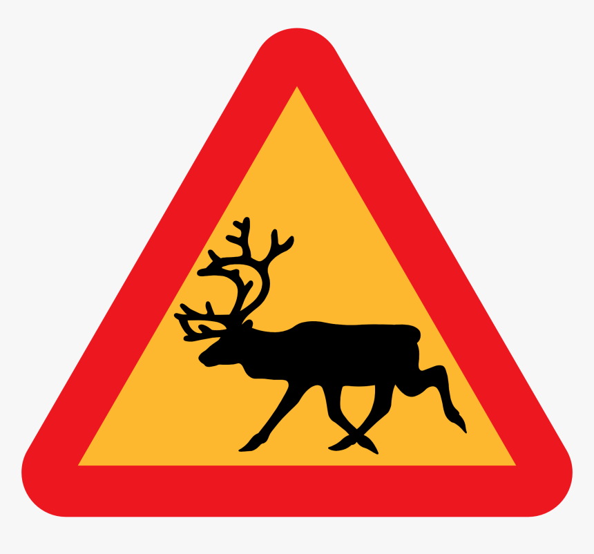 Clip Art Ryanlerch Warning Reindeer Roadsign, HD Png Download