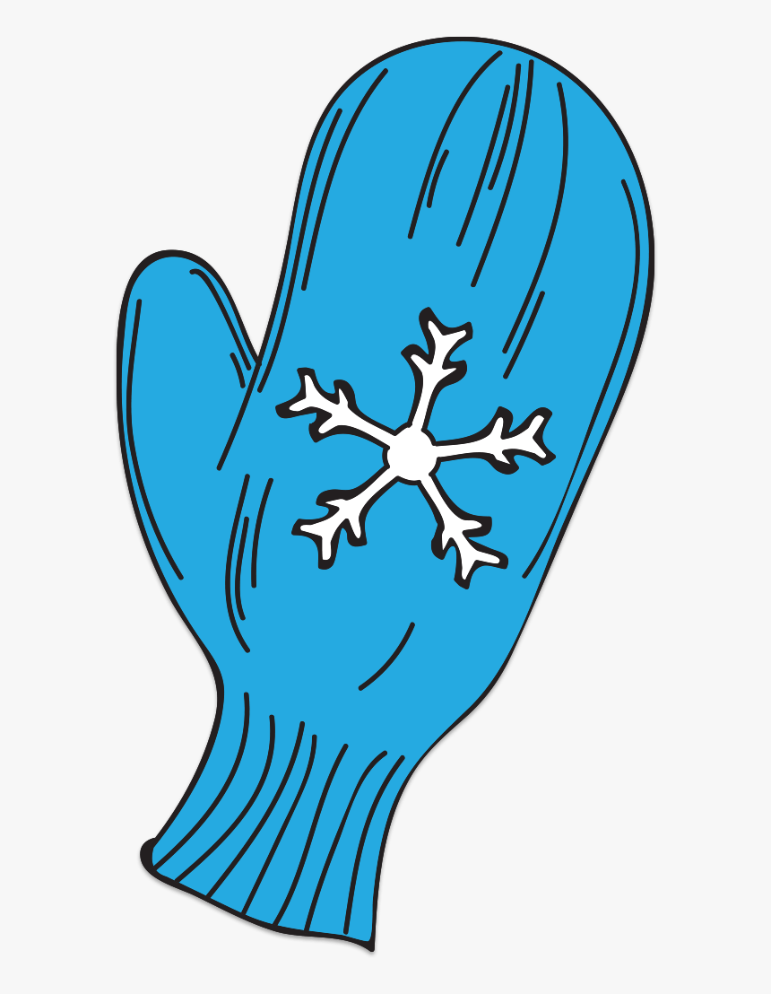Single Blue Mitten With Snowflake Decoration, HD Png Download