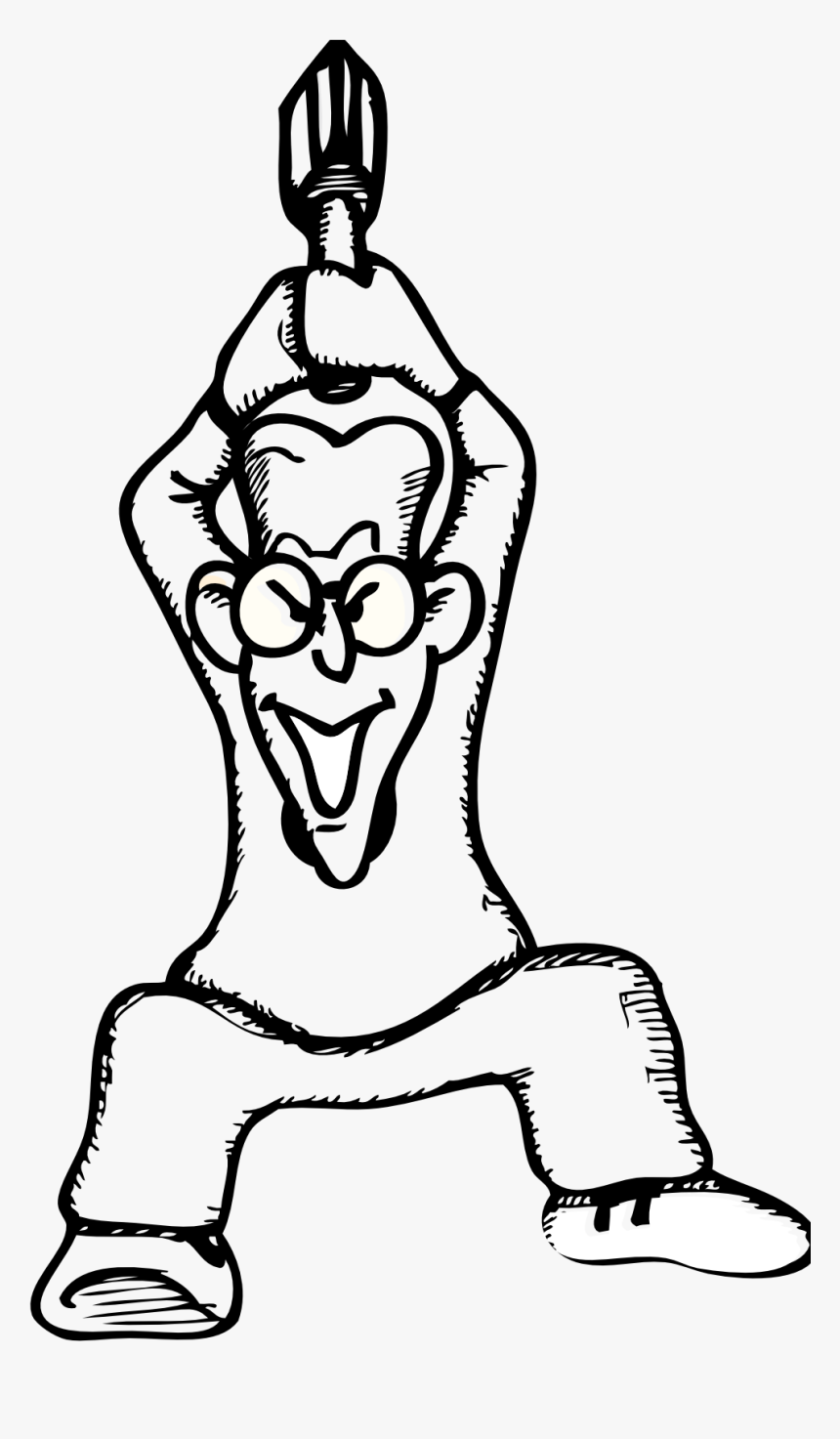 Angry Guy With Axe Black White Line Art 555px, HD Png Download