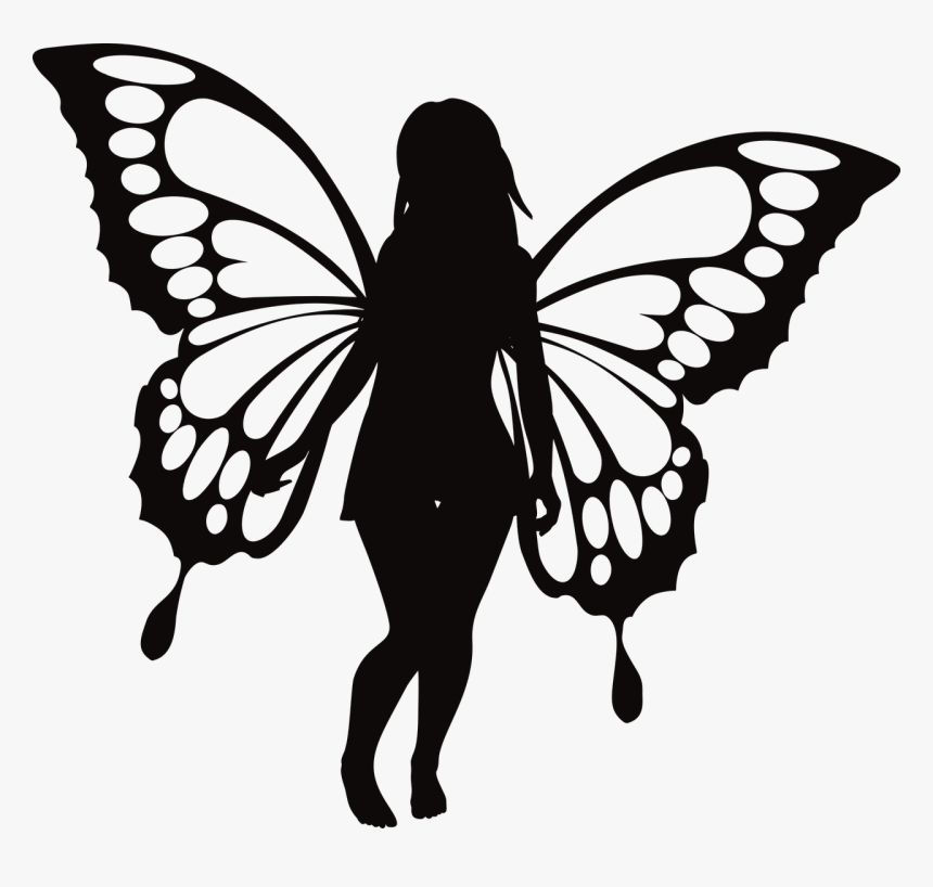 Butterfly, Woman, Silhouette, Girl, Wings, Female, HD Png Download