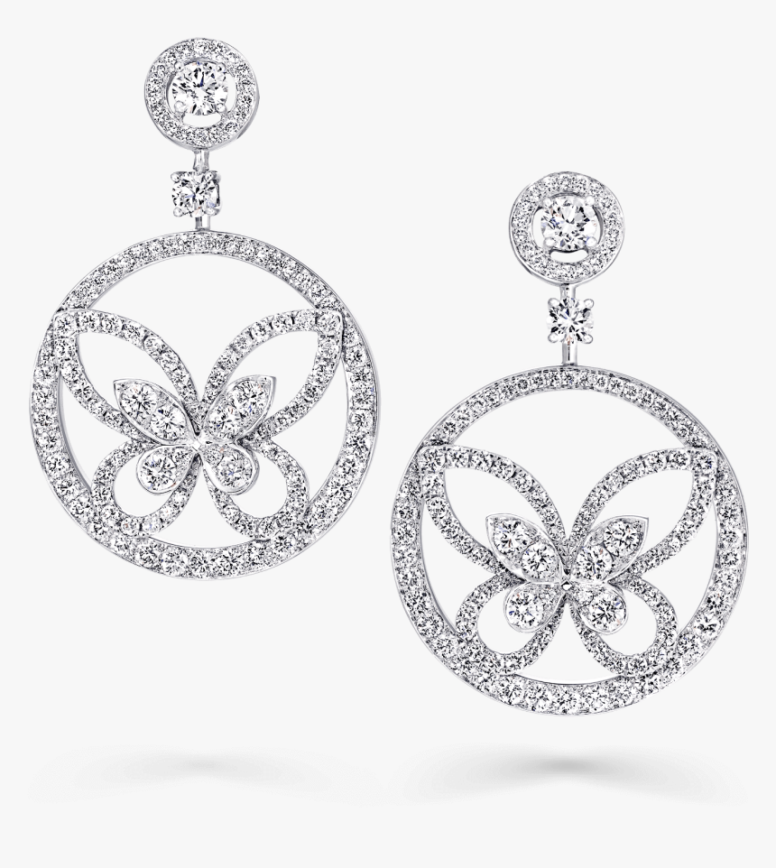 A Pair Of Graff Butterfly Silhouette Diamond Hoop Earrings, HD Png Download