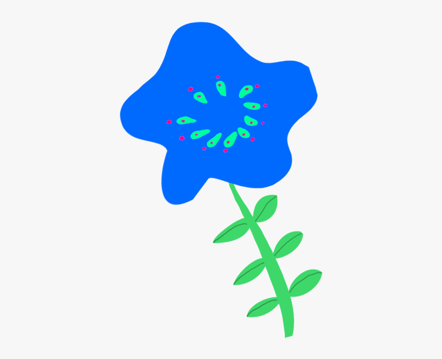Blue Flower Drawing For Decoration, HD Png Download