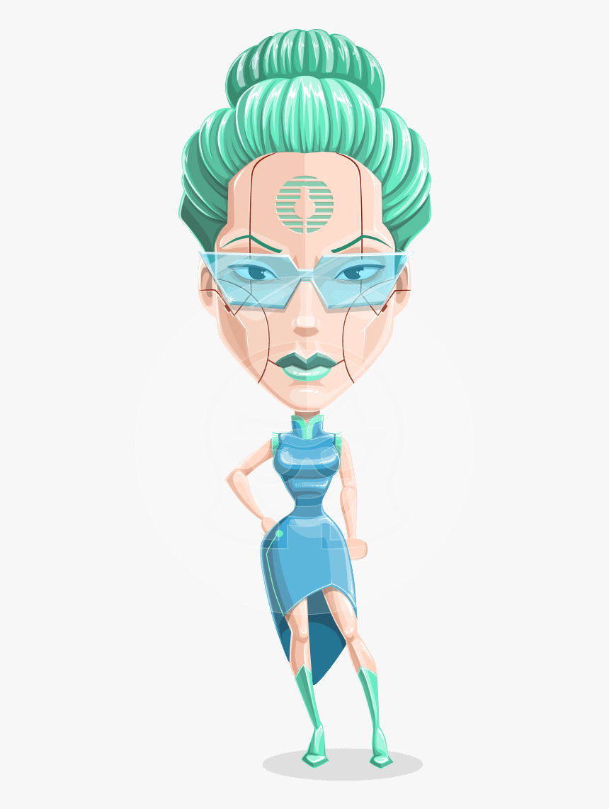 Female Cyborg Vector Cartoon Character Aka Tania, HD Png Download