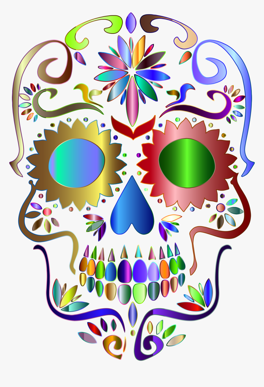 Prismatic Sugar Skull Silhouette 4 No Background Clip, HD Png Download