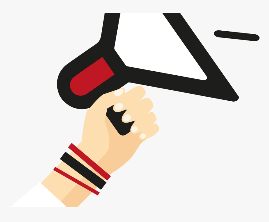 Megaphone Clipart Hand Holding - Hand With Megaphone Clipart, HD Png Download