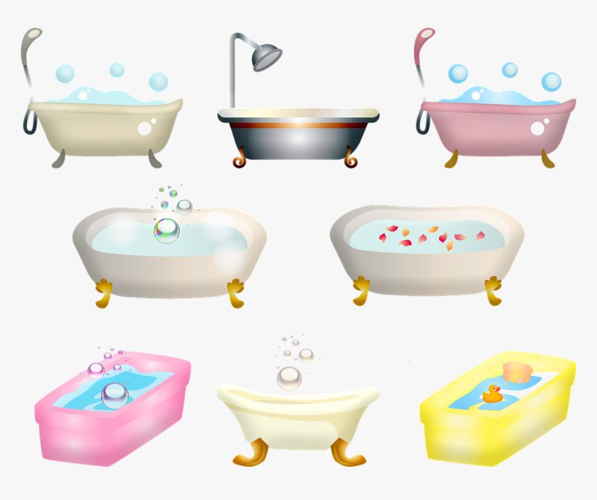 Bathtub, Bath, Bubbles, Shower, Rose Petals - Tina De Baño Dibujo, HD Png Download
