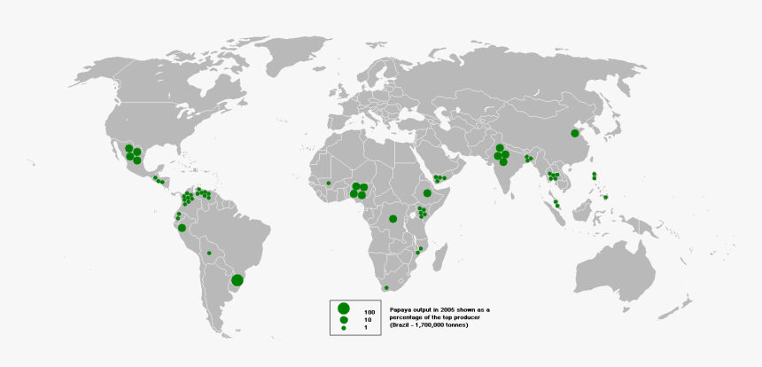 Map Of Papaya Output In 2005 - British Empire Gif, HD Png Download