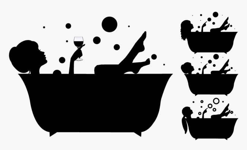 Bathtub Bathing Bathroom - Silhouette Cowgirl In Tub, HD Png Download