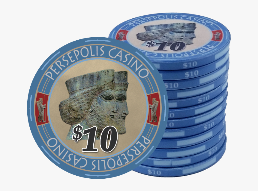 Persepolis Casino Blue $10 Ceramic Poker Chip - Poker, HD Png Download