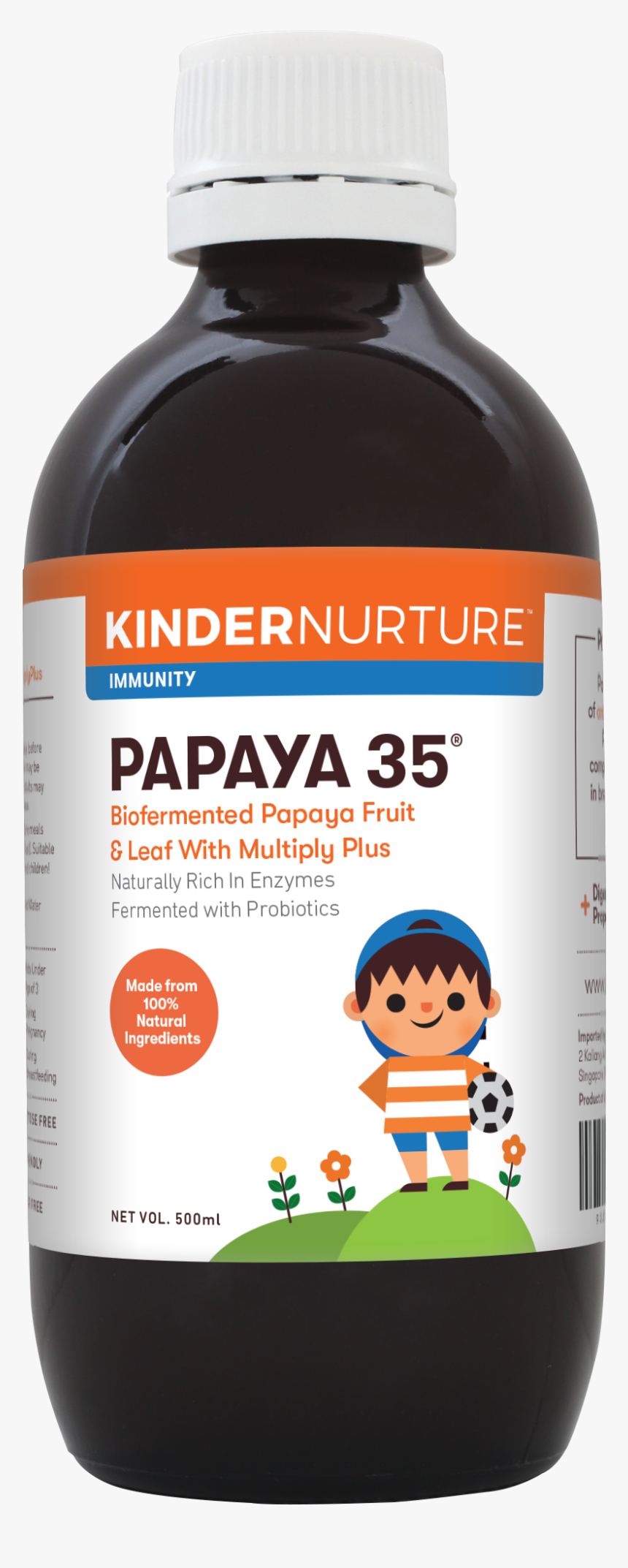Bottles W Label Papaya - Kindernurture Bio Fermented Papaya, HD Png Download