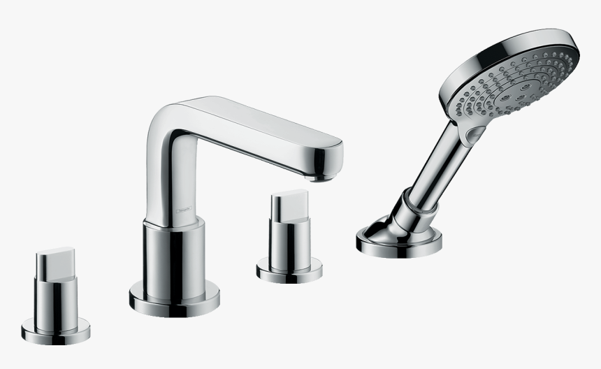 4-hole Rim Mounted Bath Mixer With Spout - Hansgrohe 3 Hole Bath Mixer, HD Png Download