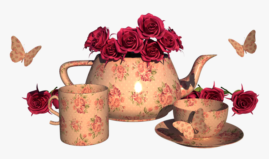 Vintage Rose Teacup Clipart Png - Garden Roses, Transparent Png