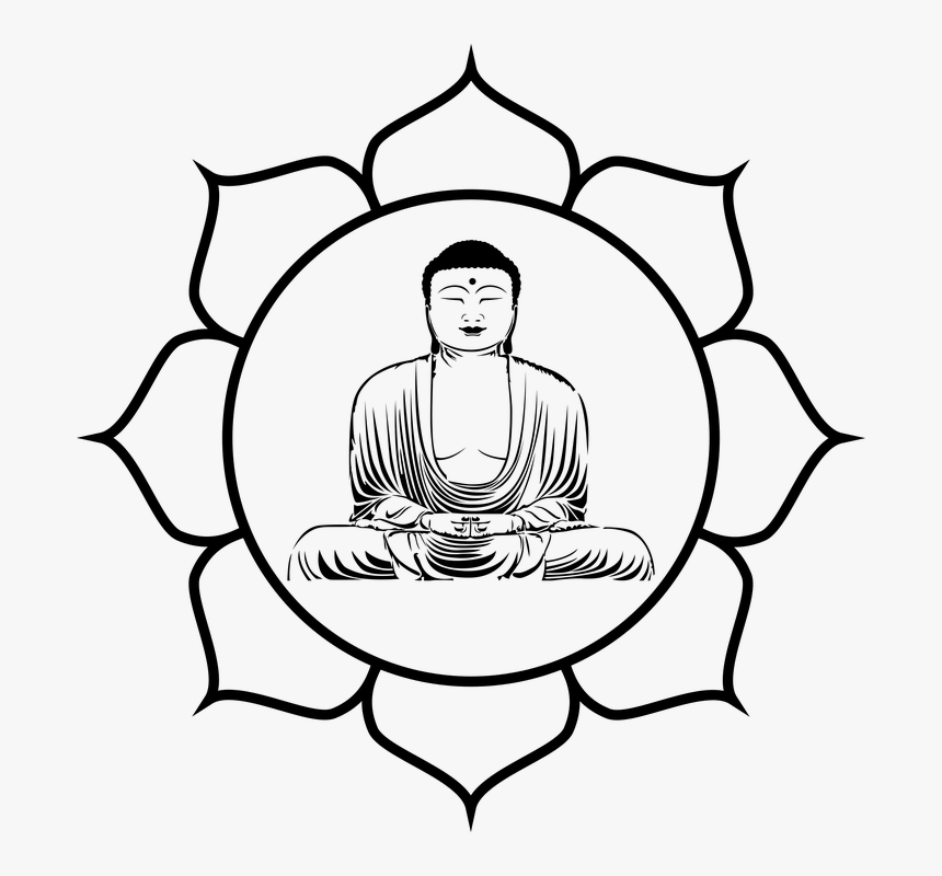 Buddha, Buddhism, Flower, Line Art, Lotus, Meditation - Buddhism Clip Art, HD Png Download
