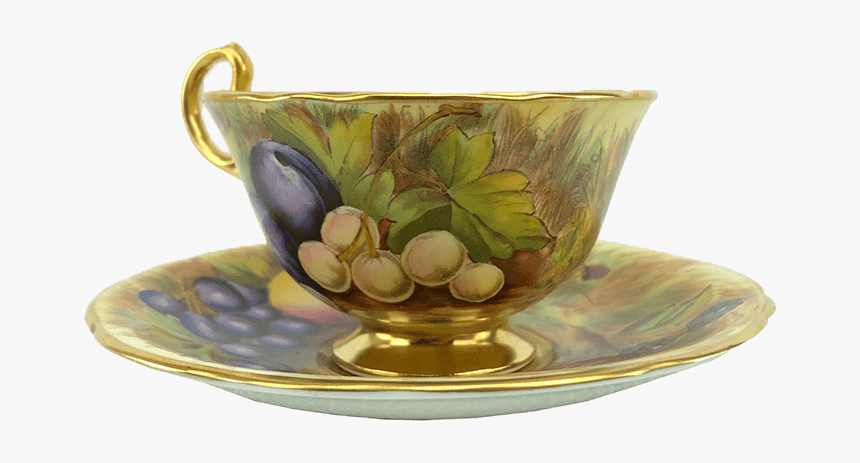 Aynsley England Hand Painted Orchard Fruits Tea Cup - Saucer, HD Png Download