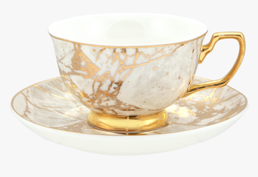 Gold And White Teacup, HD Png Download