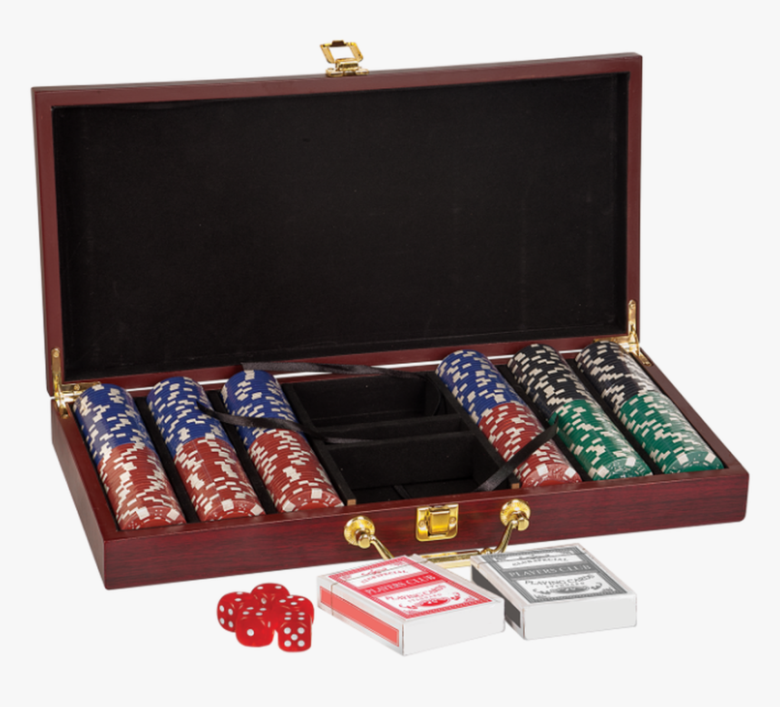 Rosewood Finish Poker Gift Set With 300 Chips 2 Decks, HD Png Download