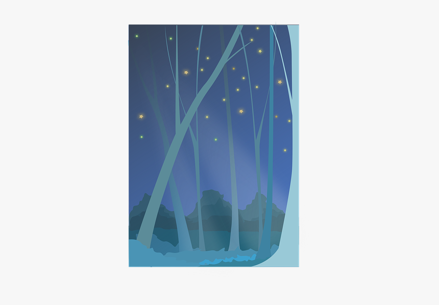 Forest, Night, The Night Sky, Star, Night View - Graphic Design, HD Png Download