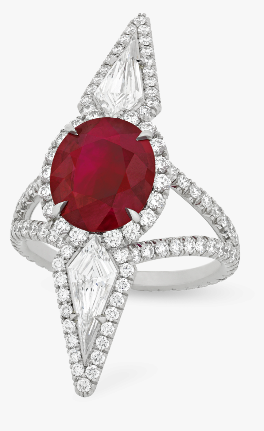 Burma Pigeon-blood Ruby And Diamond Ring, - Diamond Red Ring, HD Png Download