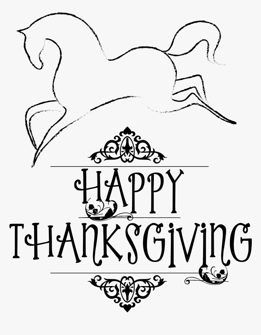 Free Horse Personal And Commercial Use - Thanksgiving Black And White, HD Png Download