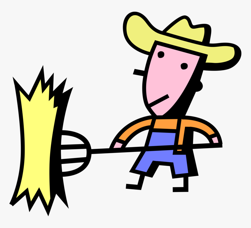 Vector Illustration Of Farmer Harvests Farming Hay, HD Png Download