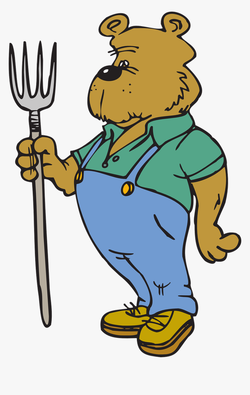 Farm Tool Rake Free Picture - Bear With Clothes Cartoon, HD Png Download