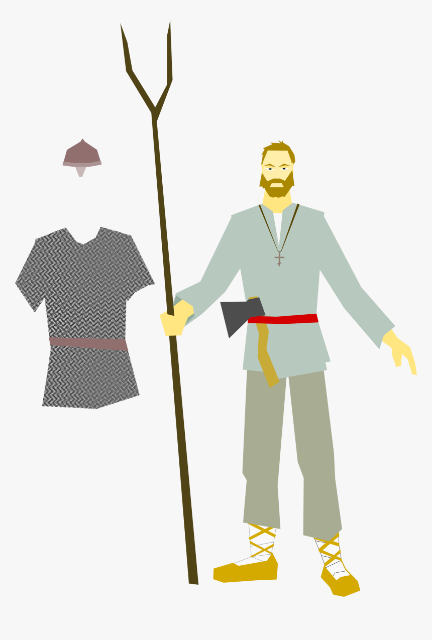 Standing,human Behavior,angle - Cartoon Peasant Middle Ages, HD Png Download