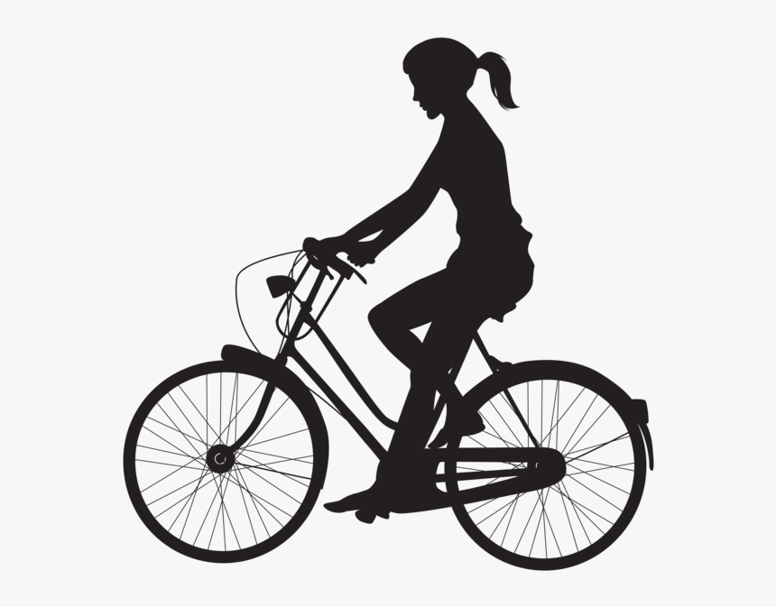 Transportation Cycling Bicycle Clip Art - Female Cycling Silhouette, HD Png Download