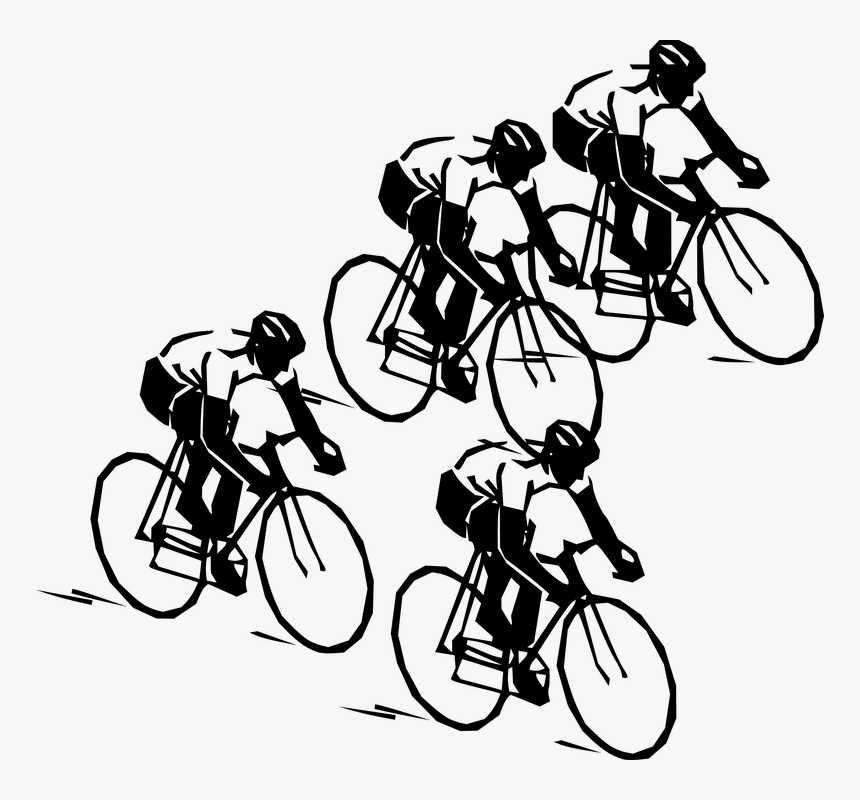 Group Of Cyclists Riding Bikes - Bicycle Clip Art, HD Png Download