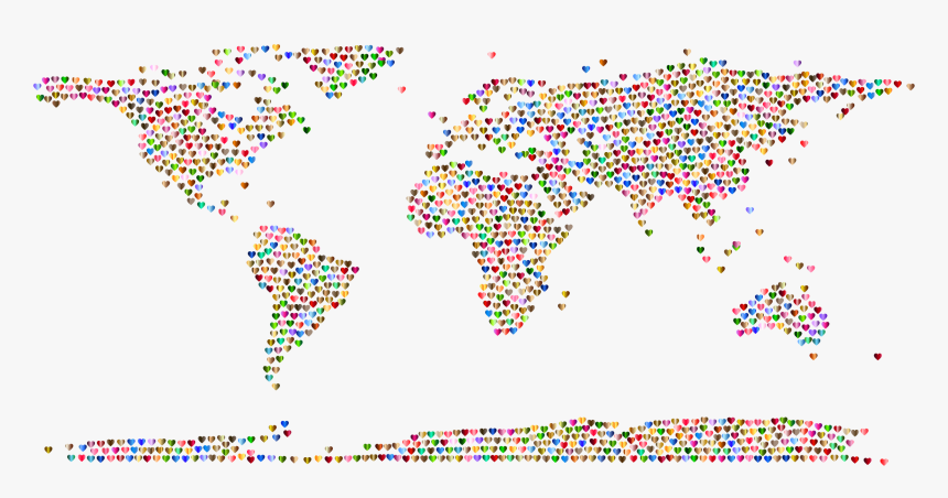 Prismatic Hearts World Map 6 No Background Clip Arts - Rectangle Map Of The World, HD Png Download