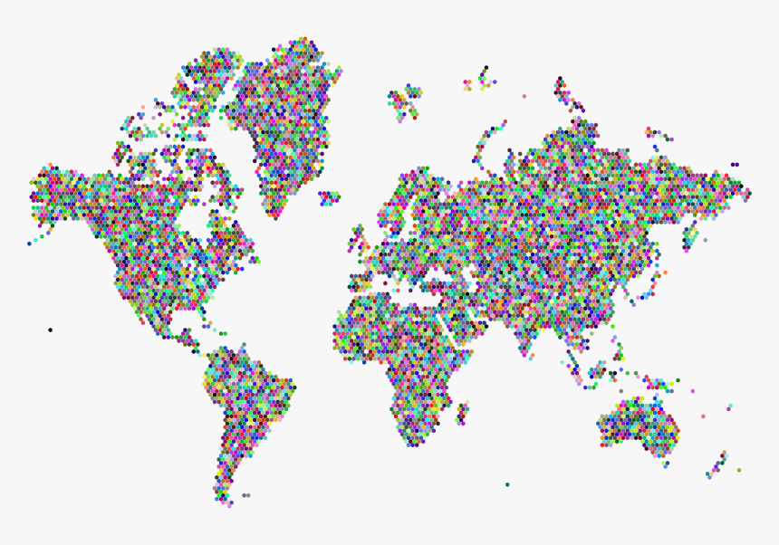 Prismatic Hexagonal World Map No Background Clip Arts - Colorful World Map No Background, HD Png Download