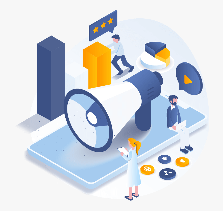 Social Media Marketing Illustration - Digital Marketing Isometric Concept Png, Transparent Png