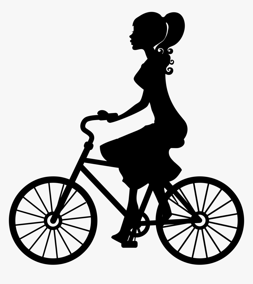 Bicycle Wheel,bicycle Art,bicycle Drivetrain Part,bicycle - Woman On Bike Silhouette, HD Png Download