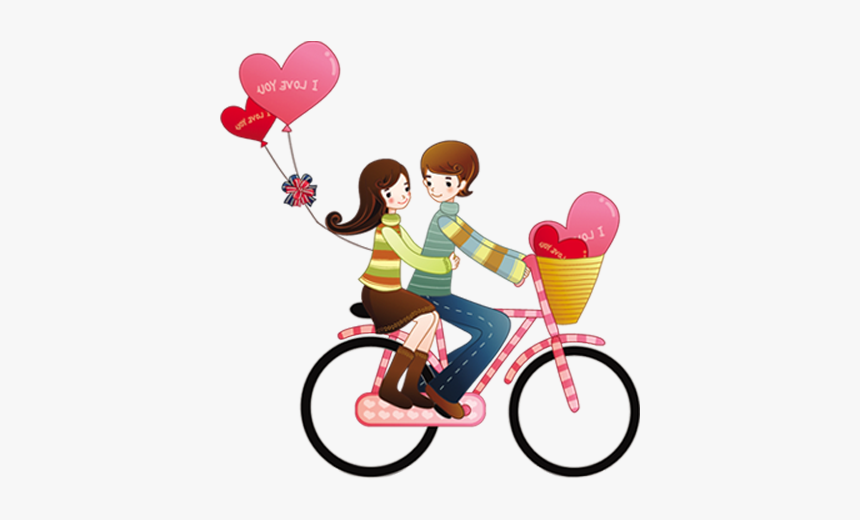 Cyclist Couple Cartoon Free Hd Image Clipart - Cartoon Couple Images Png, Transparent Png