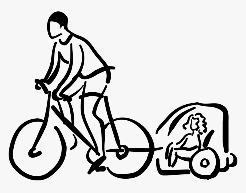 Vector Illustration Of Parent Cyclist On Bicycle Bike - Road Bicycle, HD Png Download