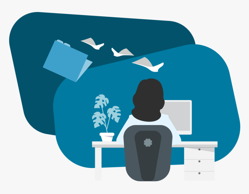 Knosys Knowledgeiq Woman Desk Paper Files - Illustration, HD Png Download