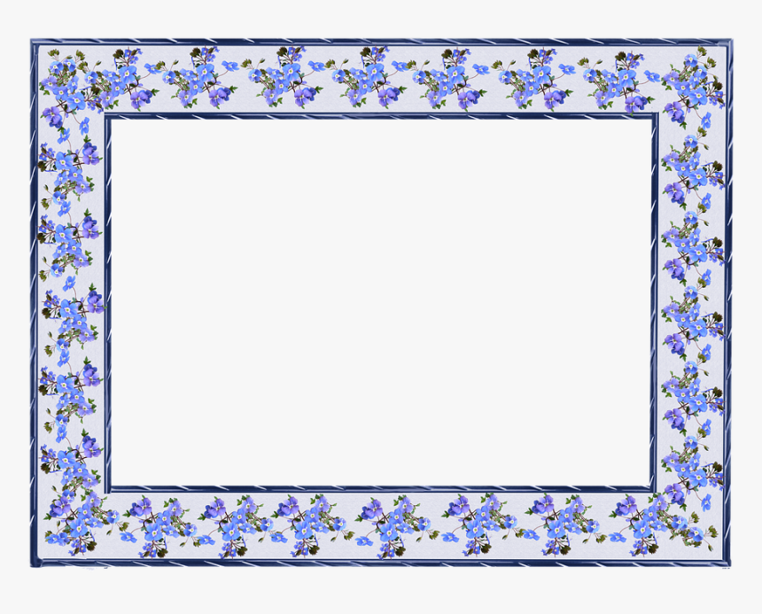 Frame, Blue Flowers, Decorative, Design - Marcos De Color Azul, HD Png Download
