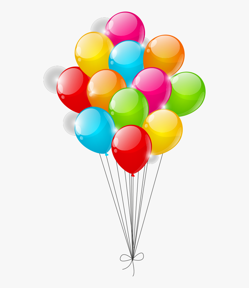 Colorful Balloons Transparent Images - Bunch Of Balloons Clipart, HD Png Download