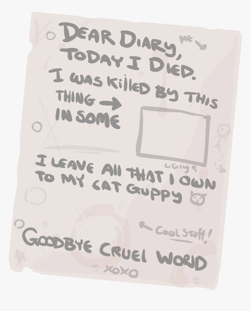 Isaac S Last Will Is The Game Over Screen Of The Game - Handwriting, HD Png Download