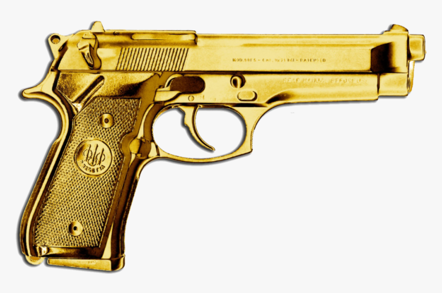 Handgun Transparent Gold - Gold Gun Png, Png Download