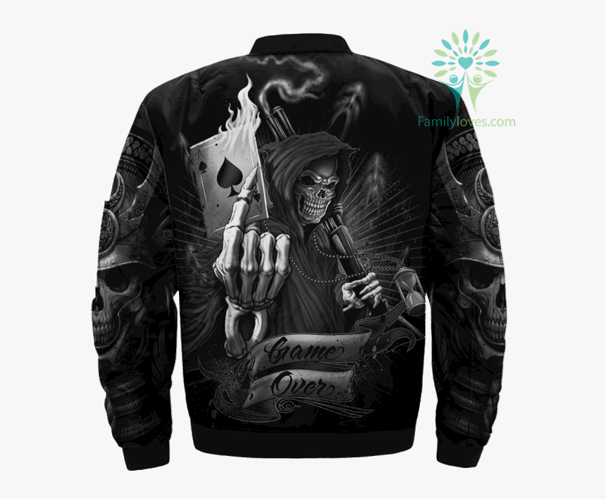 Skull Of Game Over Print Jacket %tag Familyloves - Grim Reaper Ace Card, HD Png Download