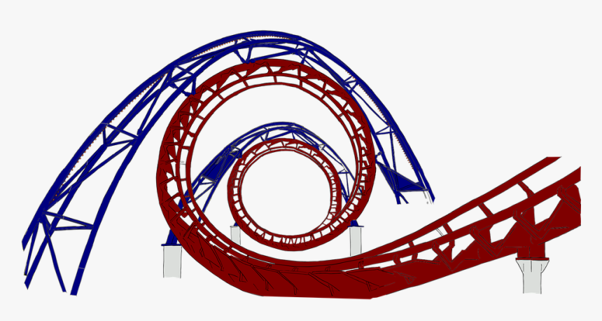 Roller Coaster, Tube, Red, Blue, Intertwined, Speed - Transparent Roller Coaster Background, HD Png Download