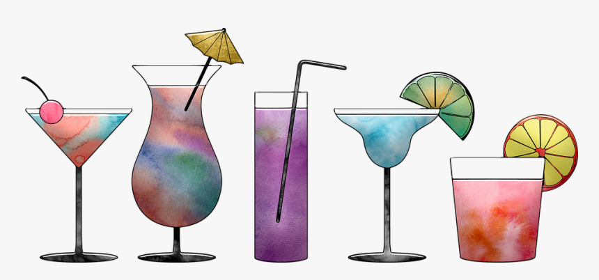 Cocktails, Watercolor, Colorful, Watercolour, Paint - Smoothie, HD Png Download