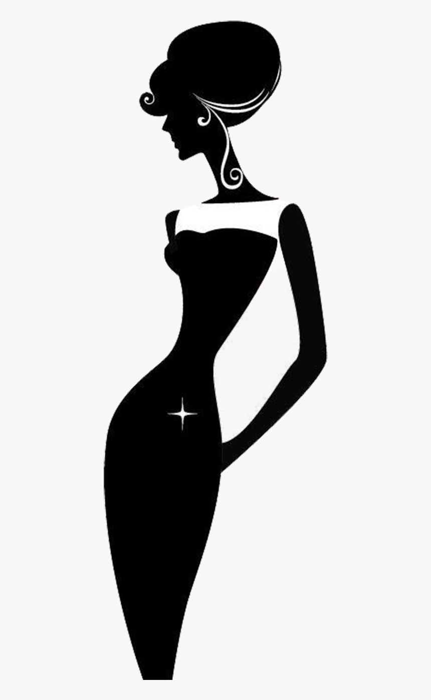 Silhouette Woman Royalty-free Clip Art - Black And White Fashion Clipart, HD Png Download