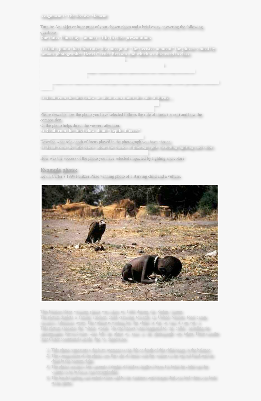 Assignment 1: The Decisive Moment

turn In: An Inkjet - Kevin Carter, HD Png Download