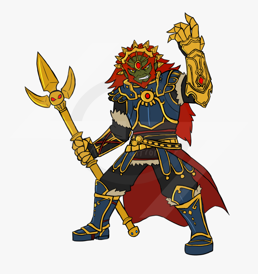 Demon King Ganondorf 
wielding The Trident Of Power - Cartoon, HD Png Download
