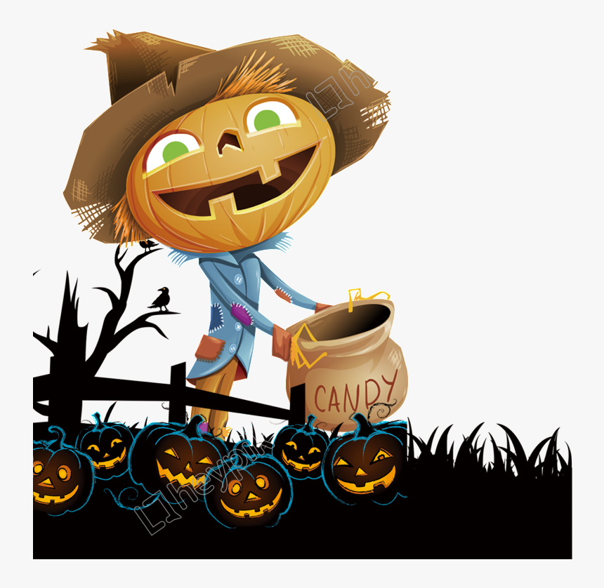 Transparent Scarecrows Clipart - Halloween Scarecrow Clipart, HD Png Download